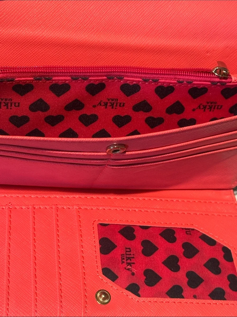 Nikky USA White, Black, Pink Graphic Flap Wallet